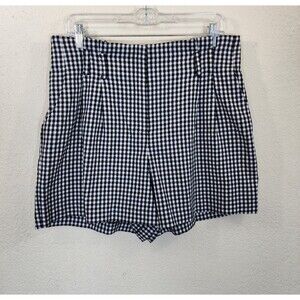Miss Selfridge Shorts Womens US 12 High Waisted Gingham Check Plaid Pleated